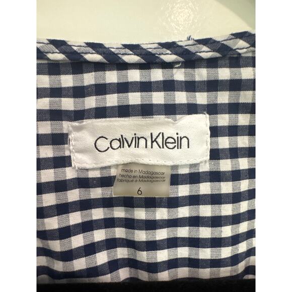 MSRP $129 Calvin Klein Gingham Bell Sleeve Wrap Dress Size 6 | SAME DAY SHIP - Picture 4 of 7